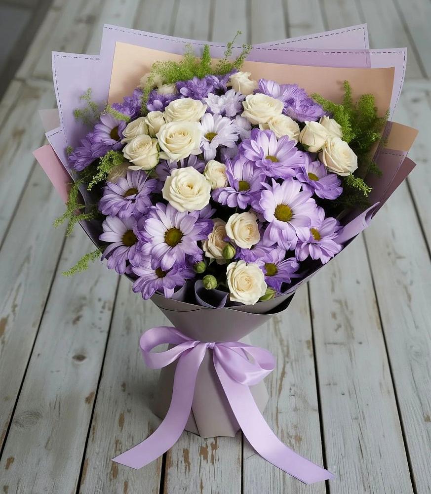 Букет цветов из: Хризантемы и Розы в Троицкой Республики Ингушетия